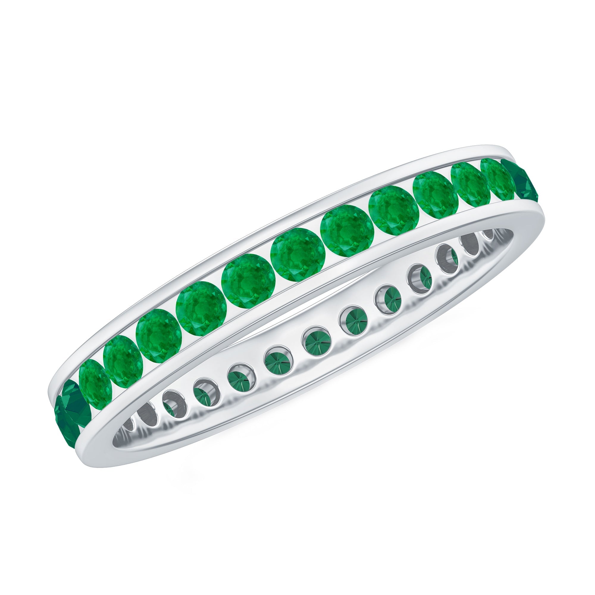 Emerald Eternity Ring – Channel Set Full Eternity Band with AAA Quality Emeralds