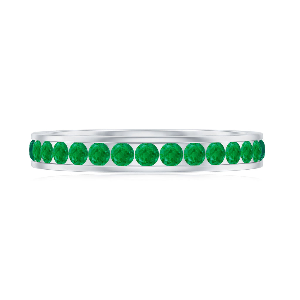 Emerald Eternity Ring – Channel Set Full Eternity Band with AAA Quality Emeralds