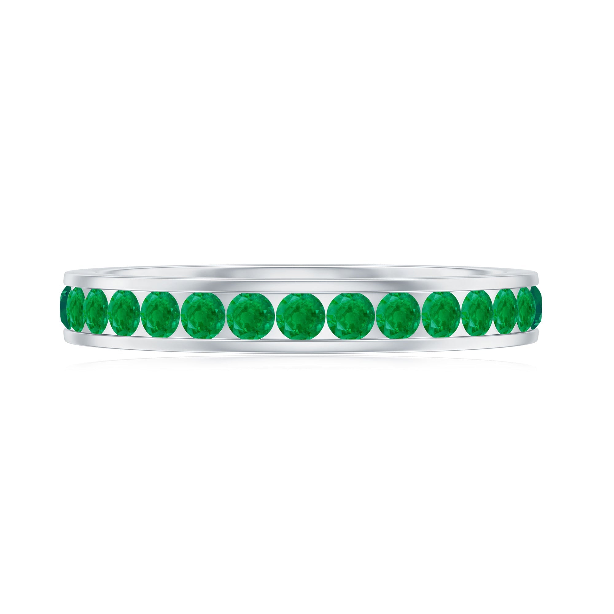 Emerald Eternity Ring – Channel Set Full Eternity Band with AAA Quality Emeralds