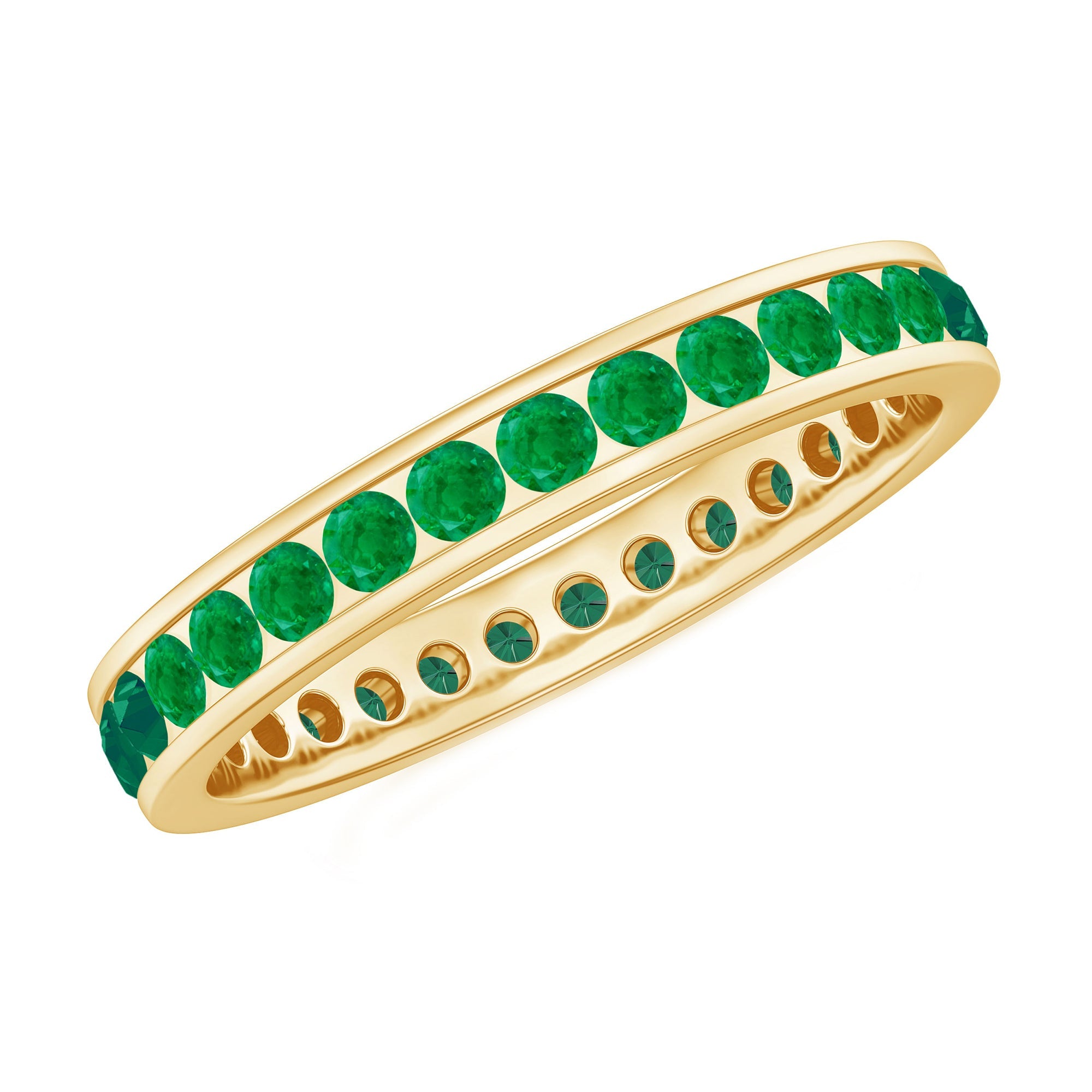 Emerald Eternity Ring – Channel Set Full Eternity Band with AAA Quality Emeralds
