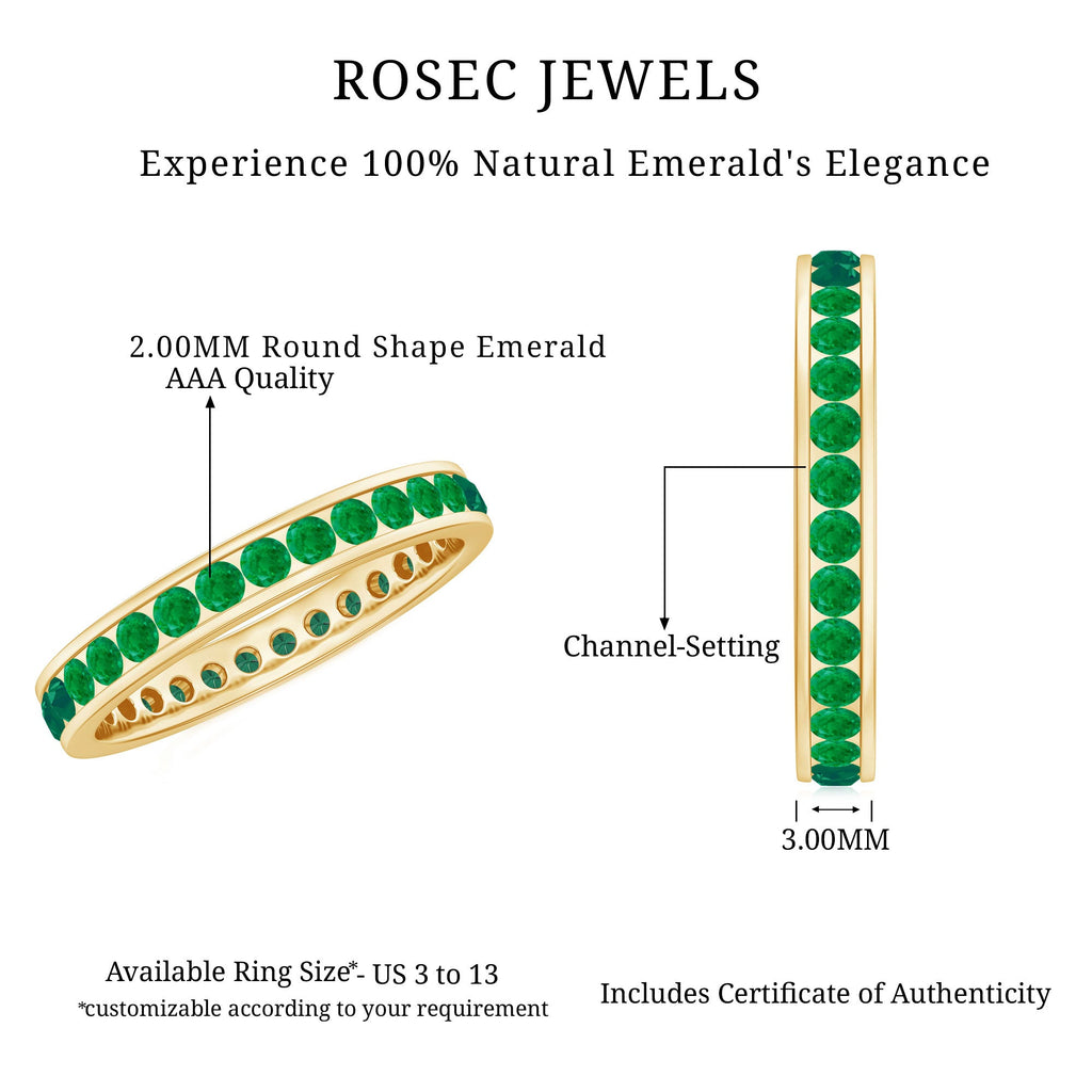 Emerald Eternity Ring – Channel Set Full Eternity Band with AAA Quality Emeralds