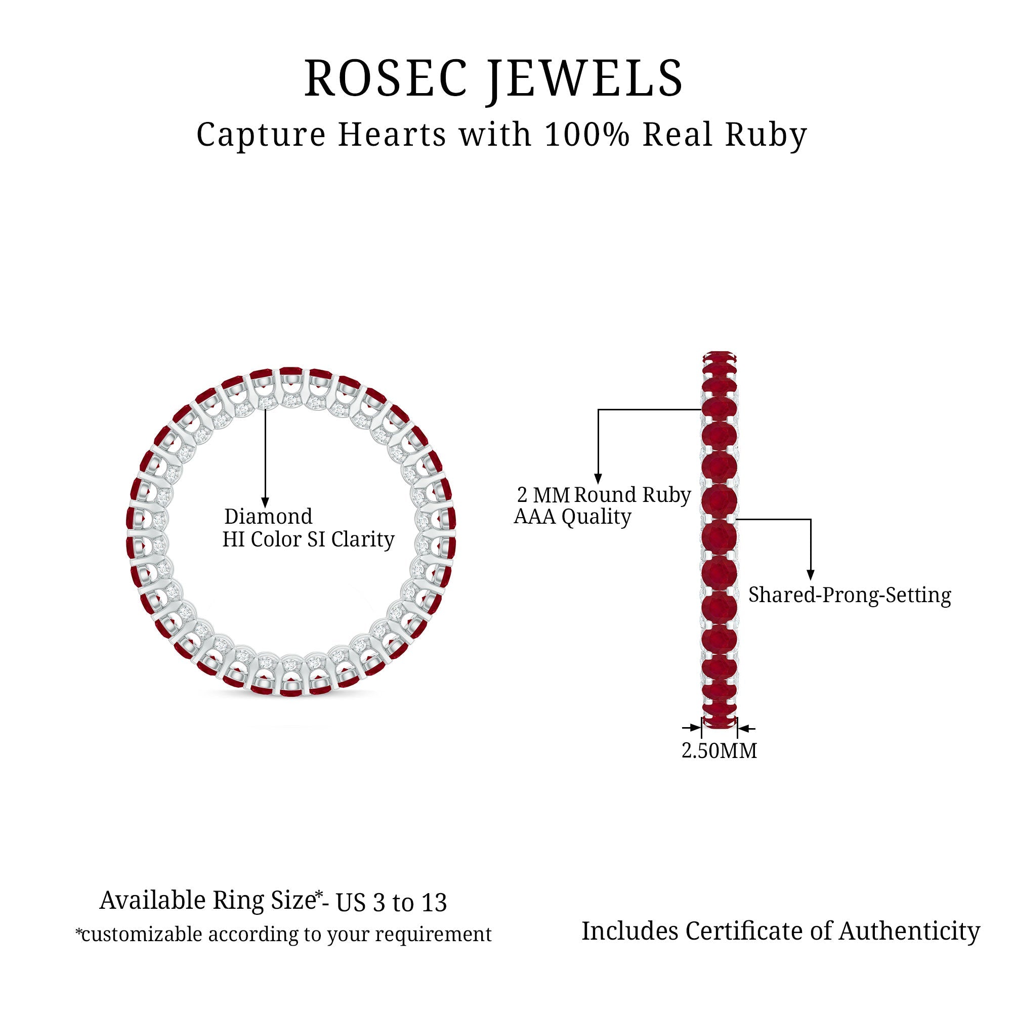 Ruby Eternity Ring – Full Eternity Band with AAA Quality Ruby & Diamonds