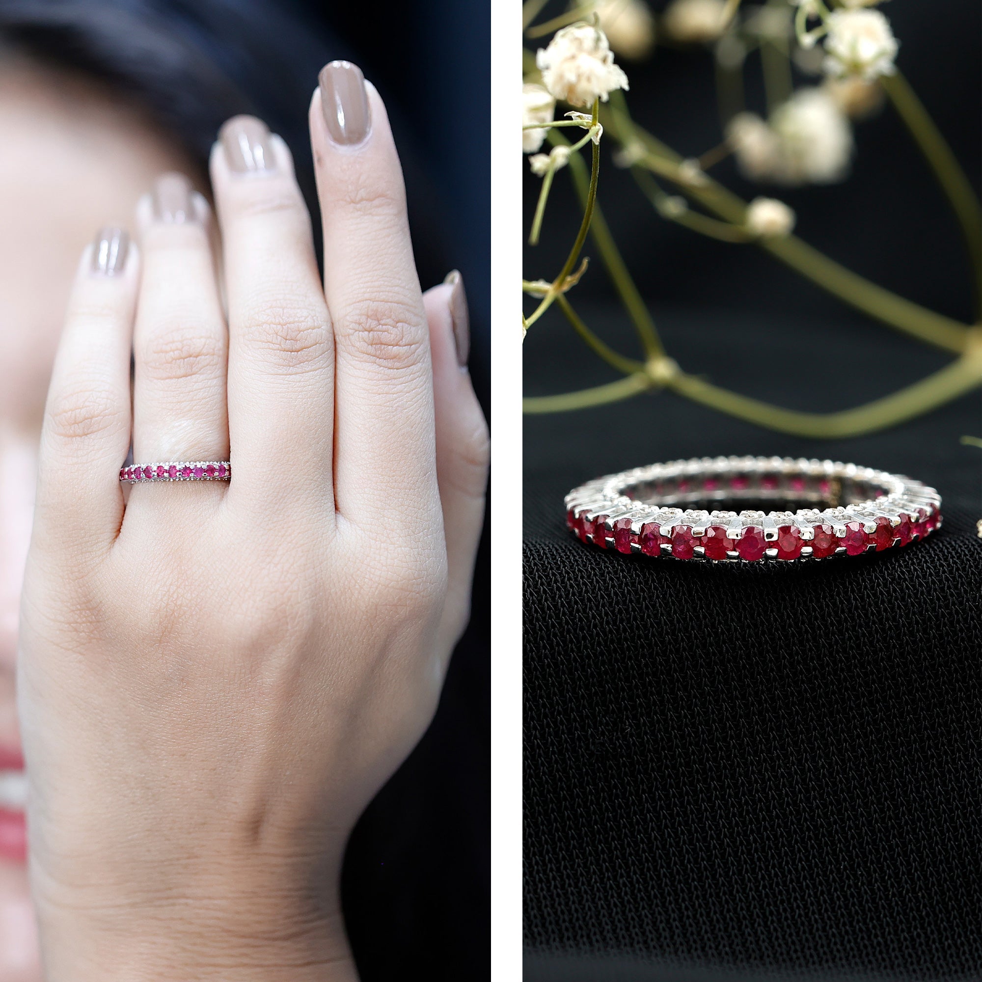 Ruby Eternity Ring – Full Eternity Band with AAA Quality Ruby & Diamonds