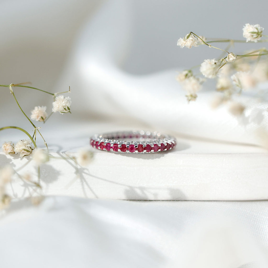 Ruby Eternity Ring – Full Eternity Band with AAA Quality Ruby & Diamonds