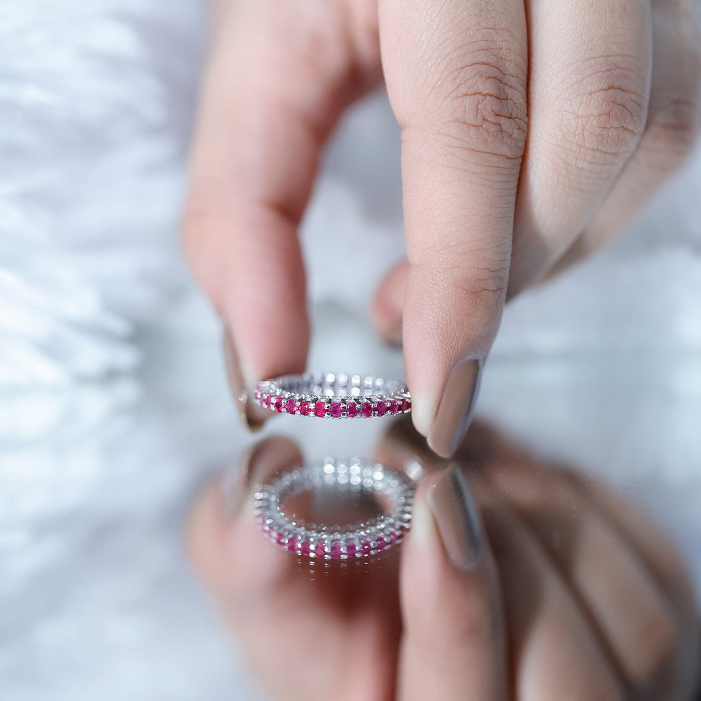 Ruby Eternity Ring – Full Eternity Band with AAA Quality Ruby & Diamonds