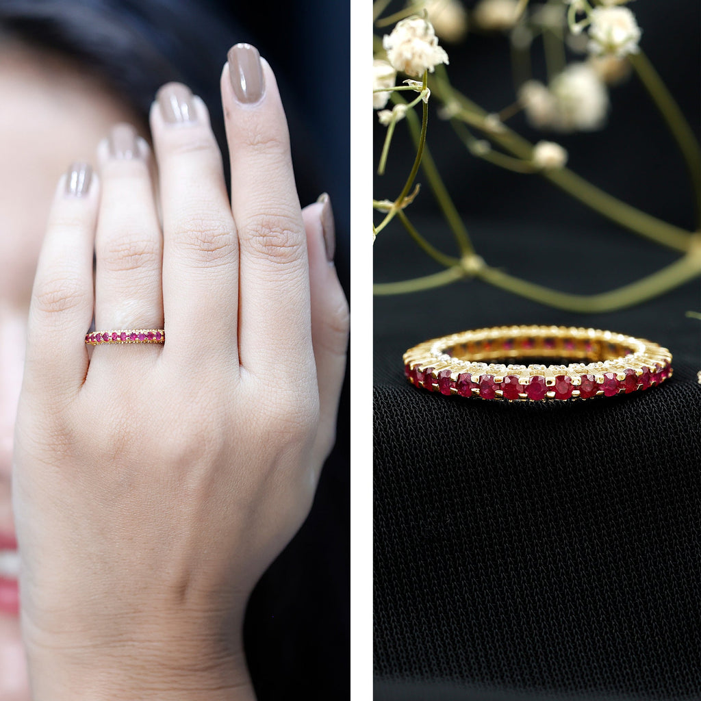 Ruby Eternity Ring – Full Eternity Band with AAA Quality Ruby & Diamonds