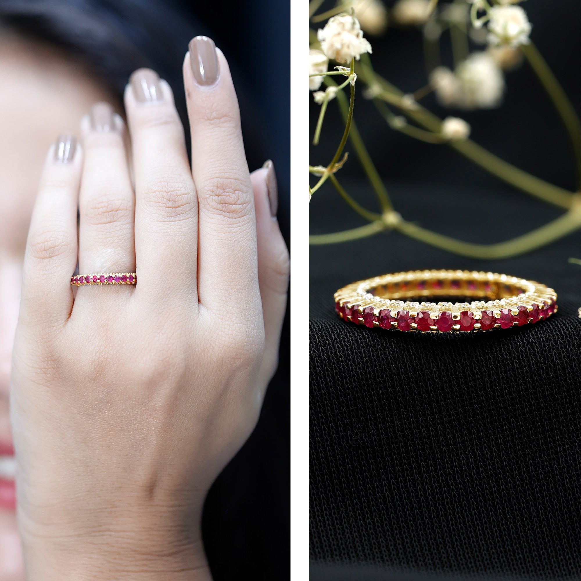 Ruby Eternity Ring – Full Eternity Band with AAA Quality Ruby & Diamonds