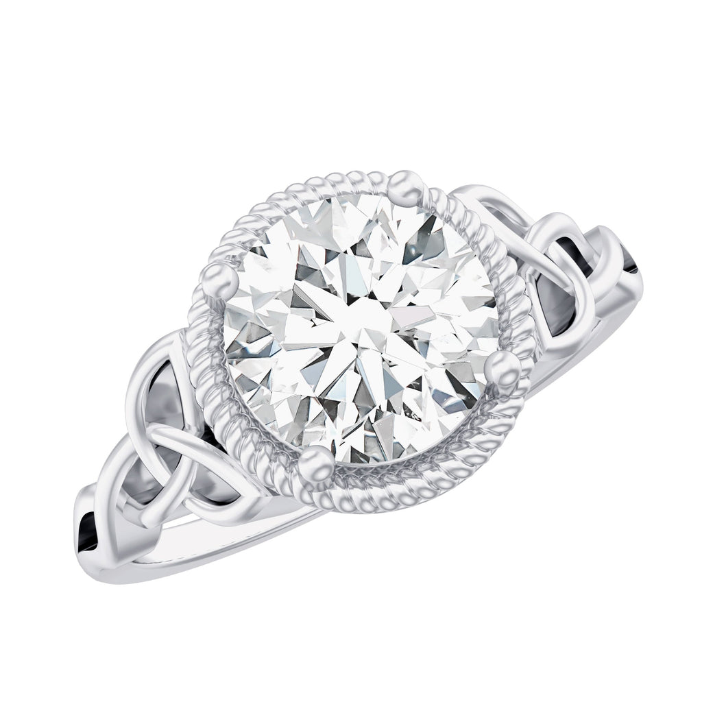 Moissanite Engagement Ring - Brilliant Cut Center Stone with Rope Frame Detailing