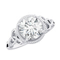 Moissanite Engagement Ring - Brilliant Cut Center Stone with Rope Frame Detailing