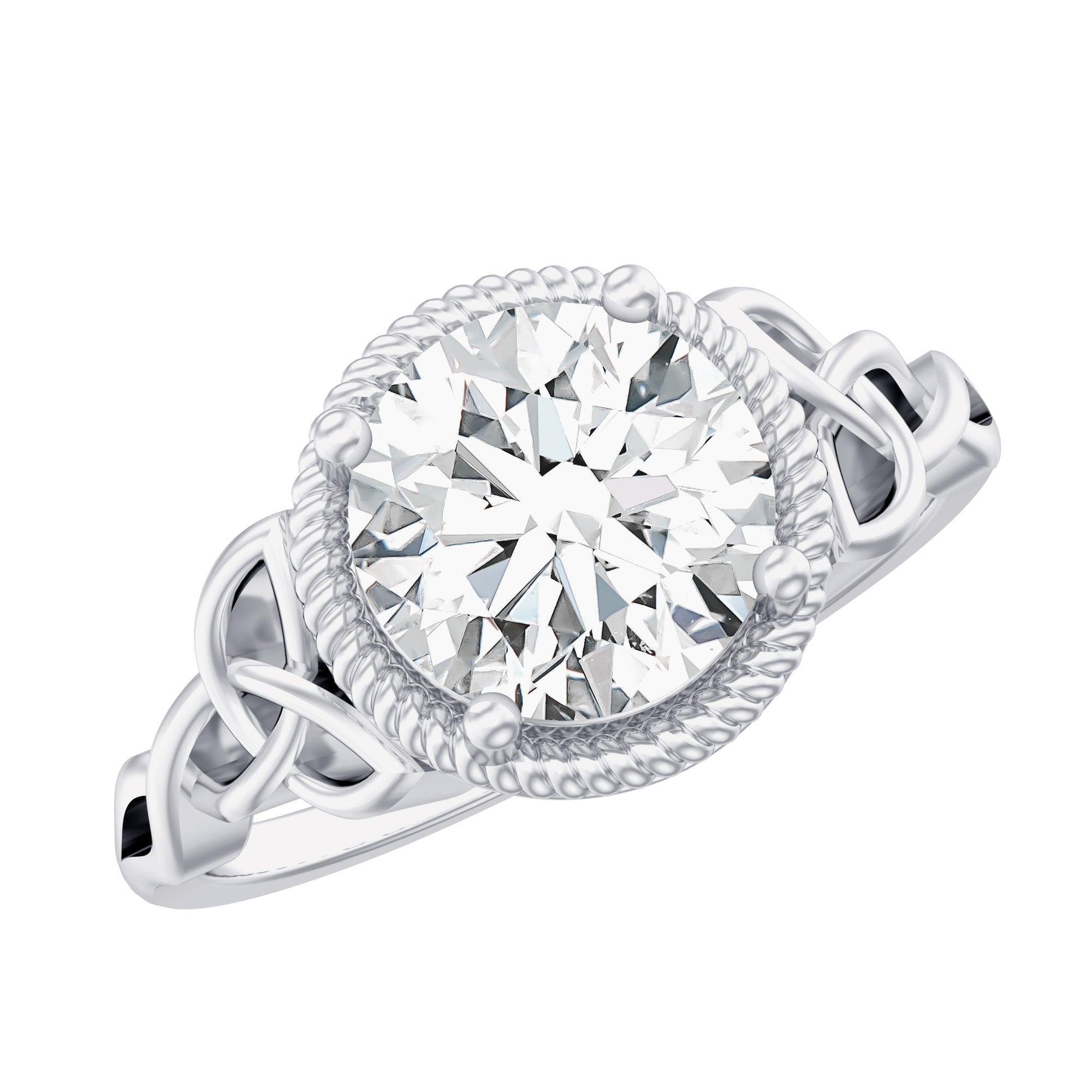 Moissanite Engagement Ring - Brilliant Cut Center Stone with Rope Frame Detailing