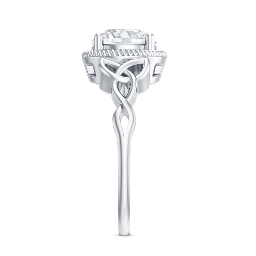 Moissanite Engagement Ring - Brilliant Cut Center Stone with Rope Frame Detailing