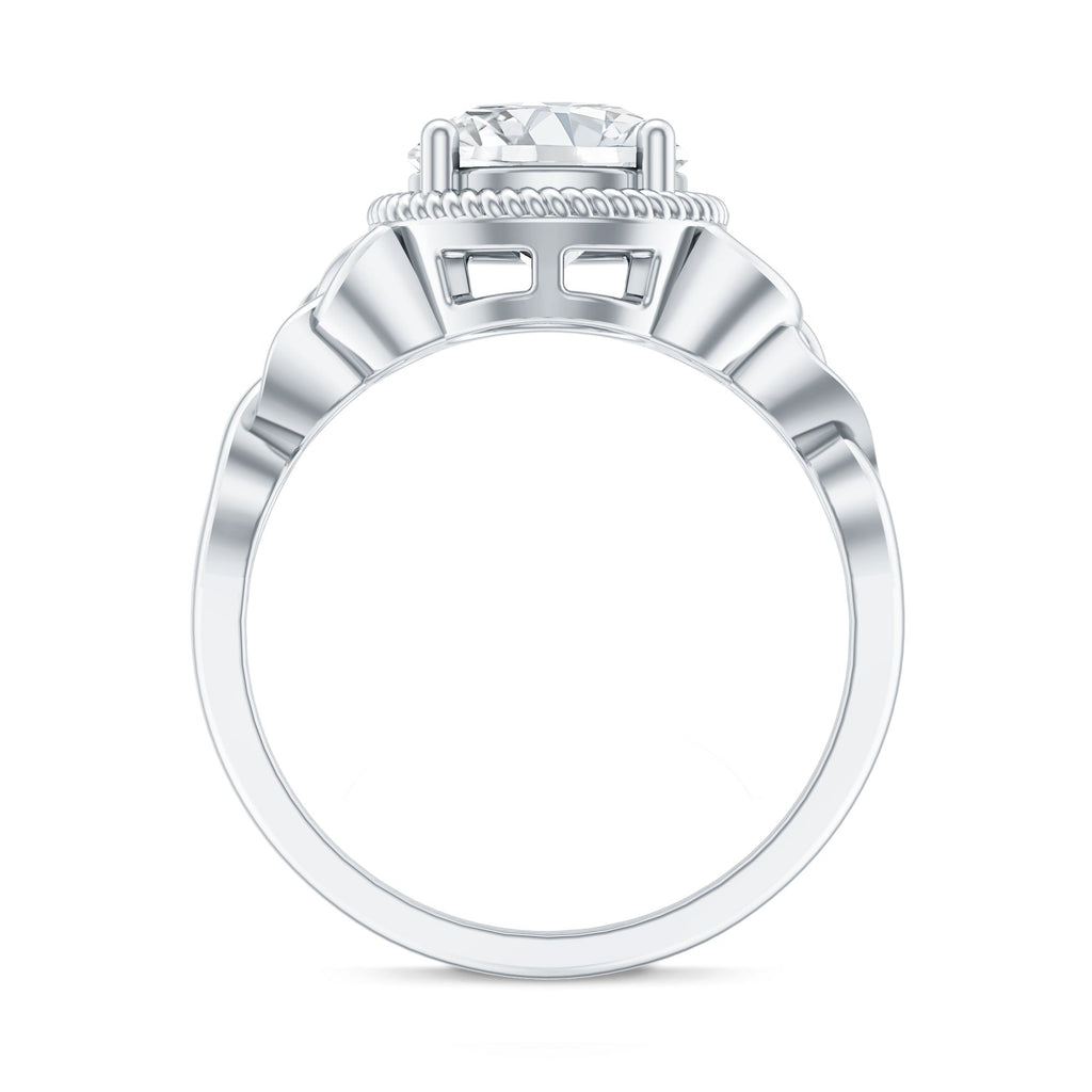 Moissanite Engagement Ring - Brilliant Cut Center Stone with Rope Frame Detailing