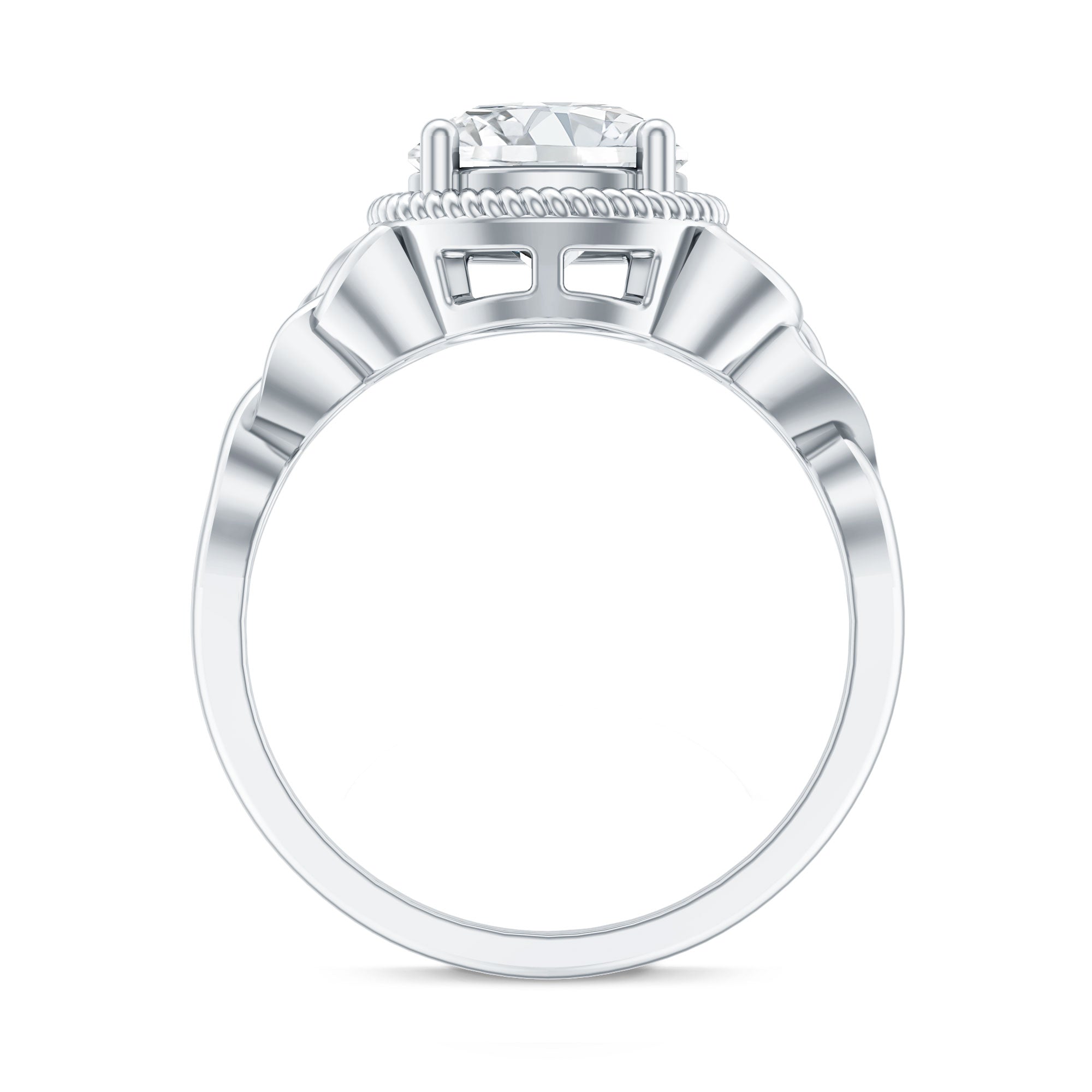Moissanite Engagement Ring - Brilliant Cut Center Stone with Rope Frame Detailing