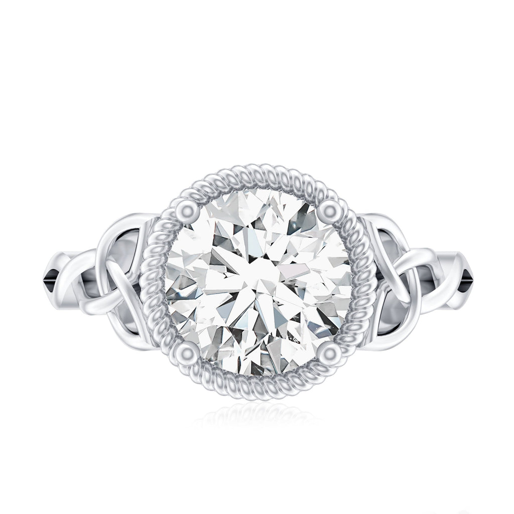 Moissanite Engagement Ring - Brilliant Cut Center Stone with Rope Frame Detailing