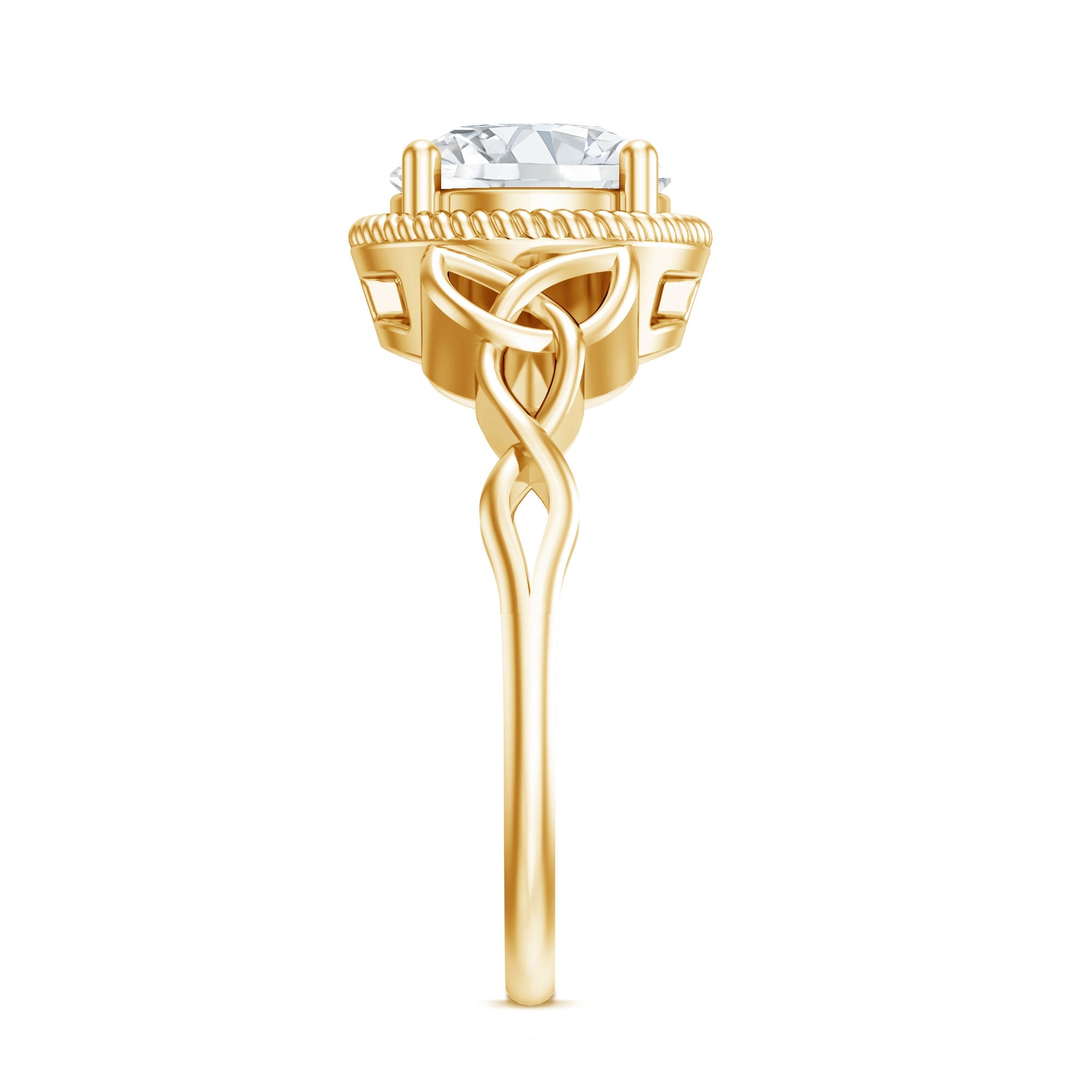 Moissanite Engagement Ring - Brilliant Cut Center Stone with Rope Frame Detailing