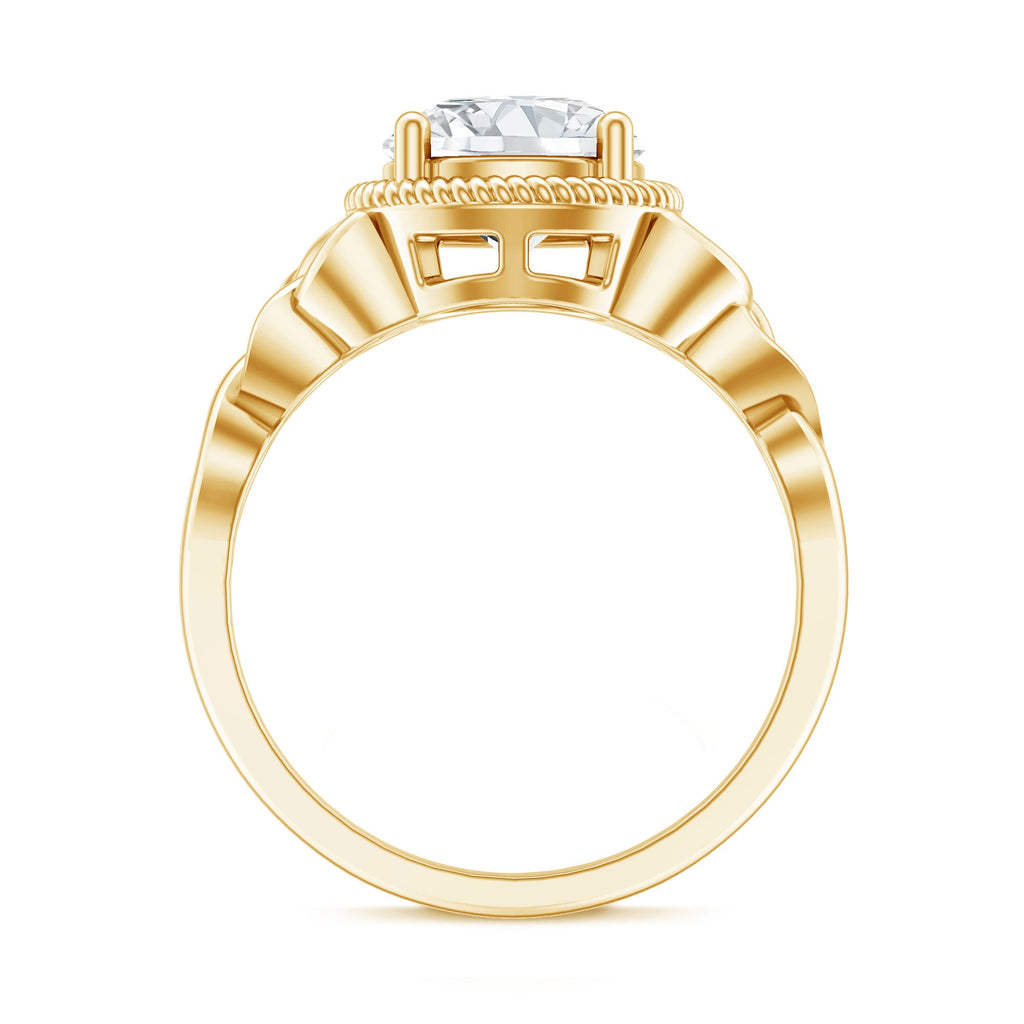 Moissanite Engagement Ring - Brilliant Cut Center Stone with Rope Frame Detailing