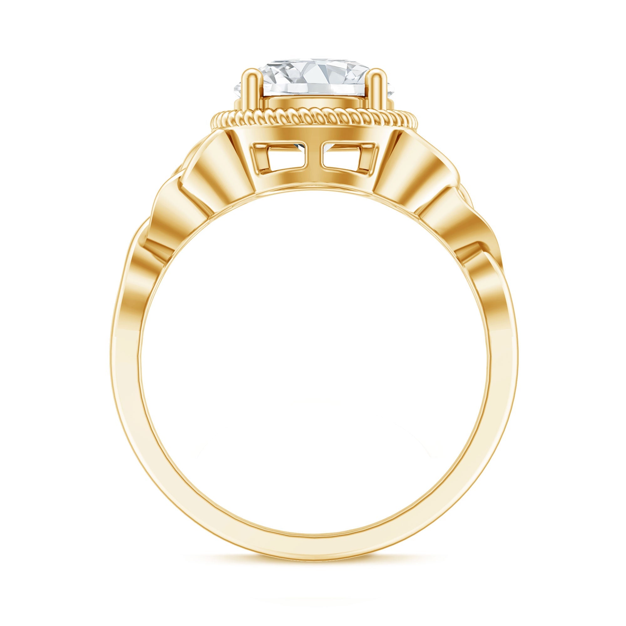 Moissanite Engagement Ring - Brilliant Cut Center Stone with Rope Frame Detailing