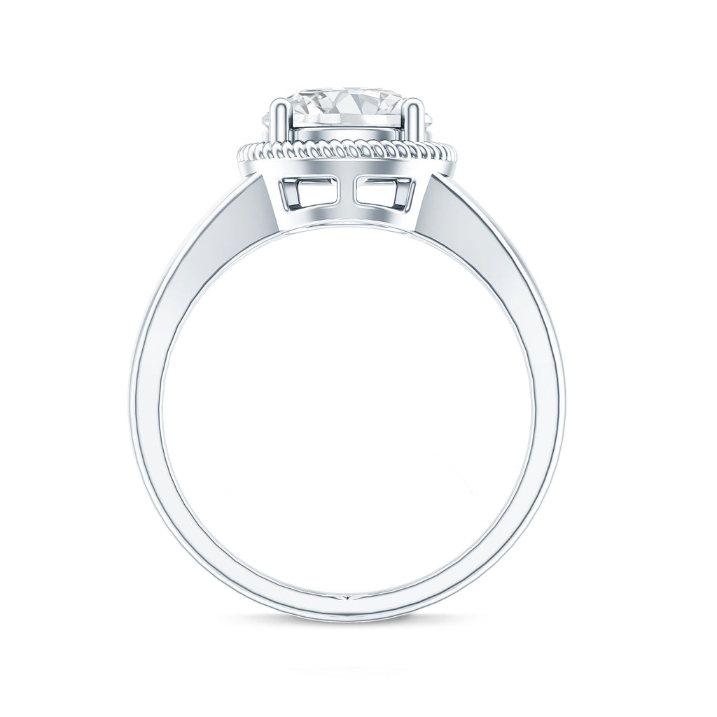 Moissanite Engagement Ring - 2 Carat Look Round Solitaire With Twisted Rope Band