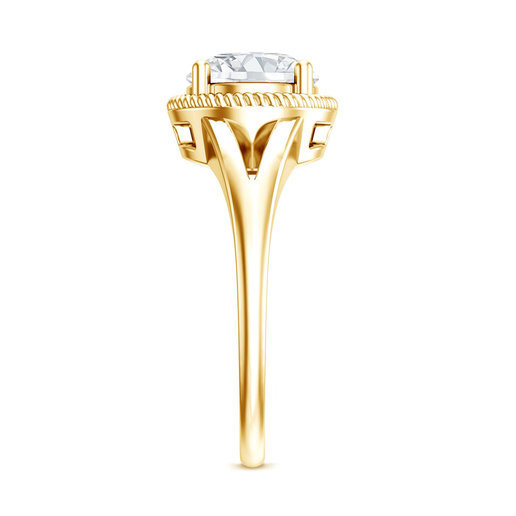 Moissanite Engagement Ring - 2 Carat Look Round Solitaire With Twisted Rope Band
