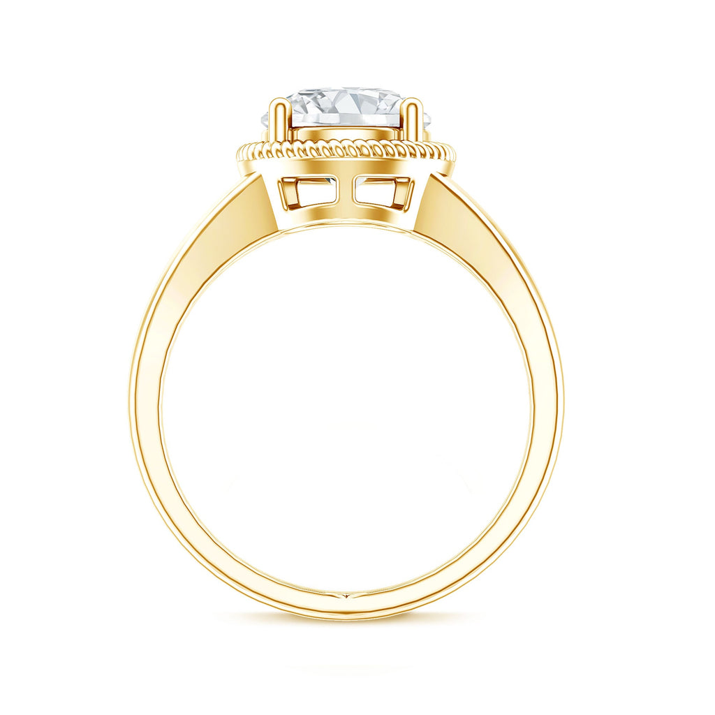 Moissanite Engagement Ring - 2 Carat Look Round Solitaire With Twisted Rope Band