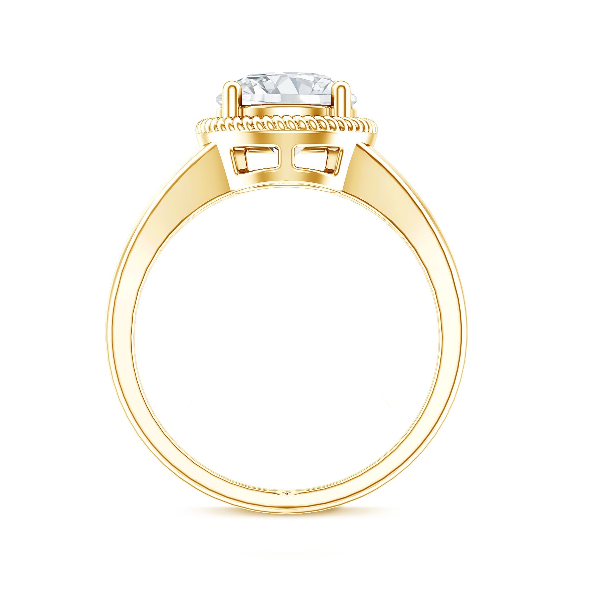 Moissanite Engagement Ring - 2 Carat Look Round Solitaire With Twisted Rope Band