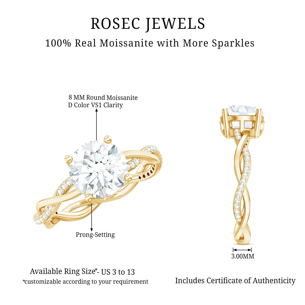 Round Cut Solitaire Moissanite Braided Engagement Ring