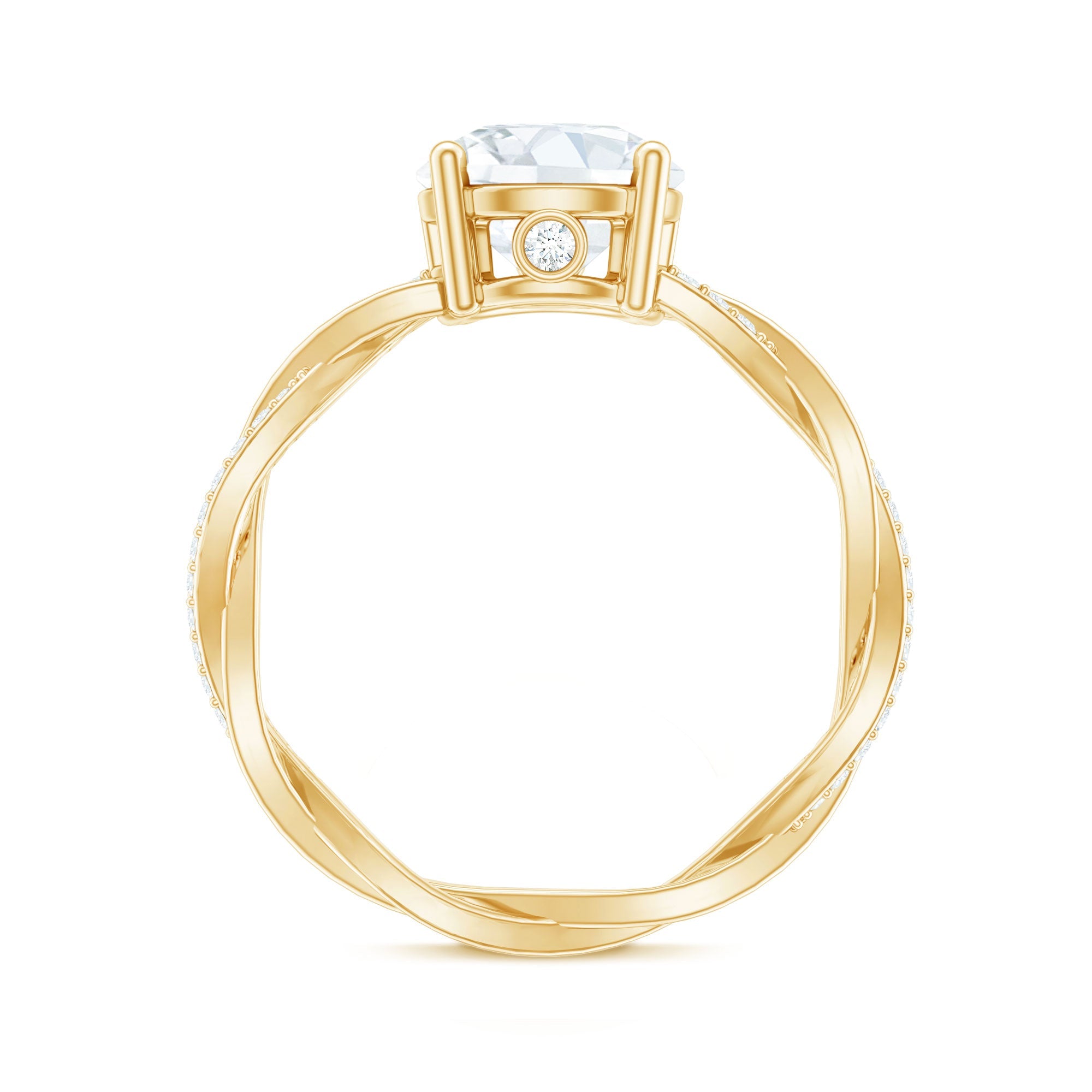 Round Cut Solitaire Moissanite Braided Engagement Ring