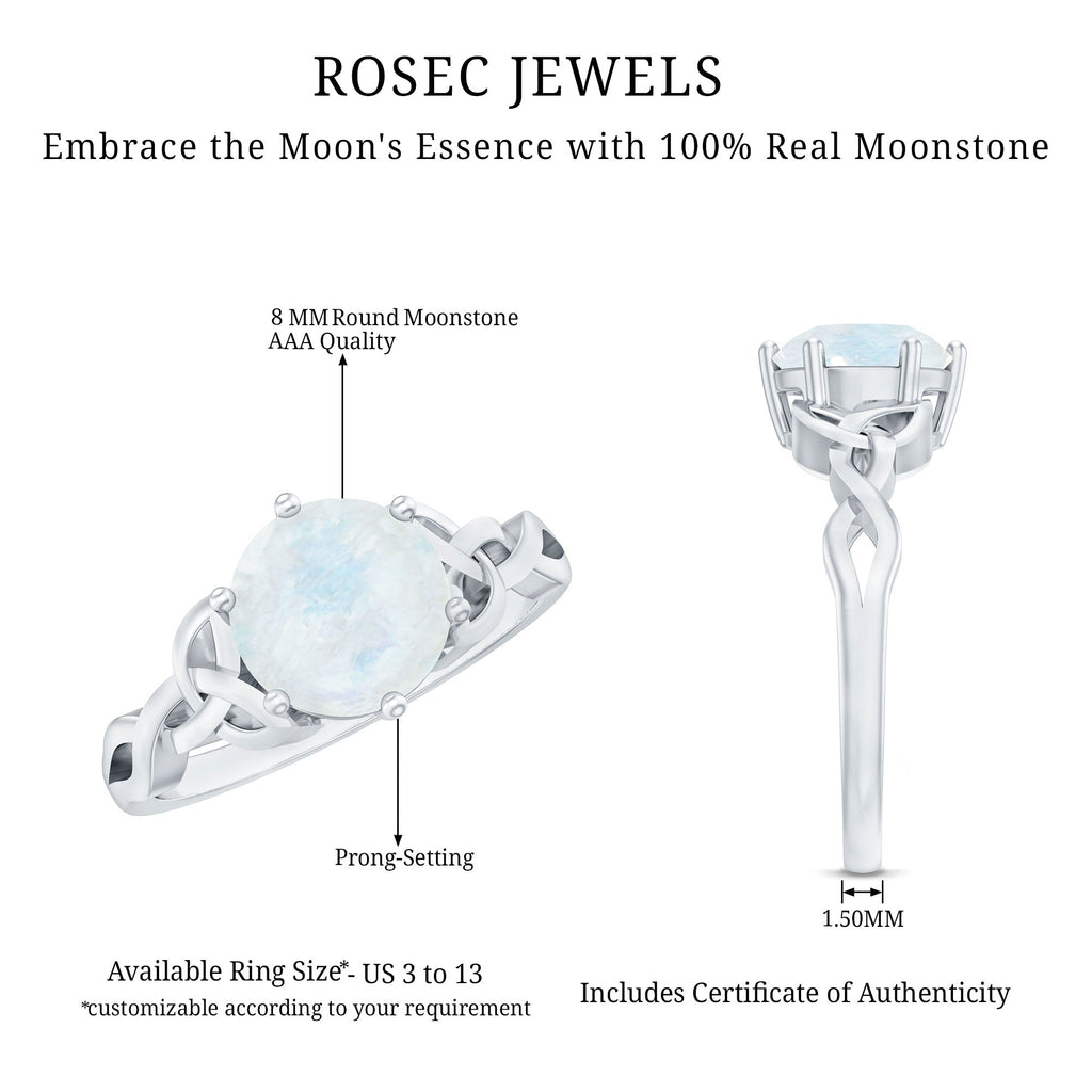 Moonstone Engagement Ring - Celtic Knot Solitaire With AAA Quality Gemstone