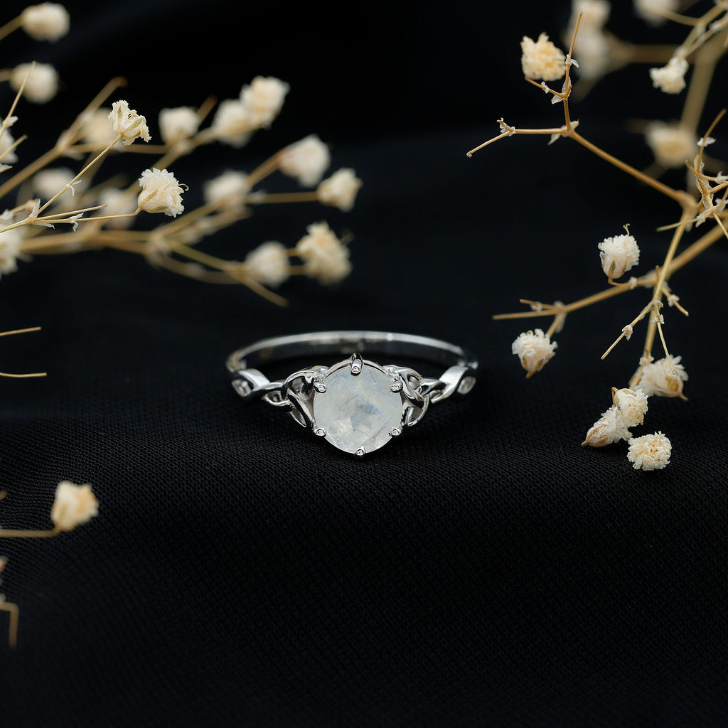 Moonstone Engagement Ring - Celtic Knot Solitaire With AAA Quality Gemstone