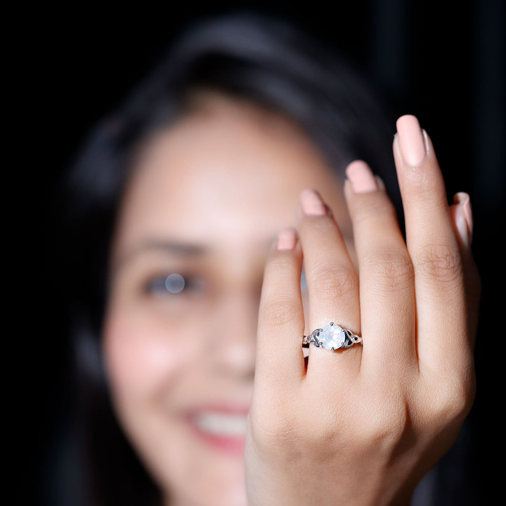 Moonstone Engagement Ring - Celtic Knot Solitaire With AAA Quality Gemstone