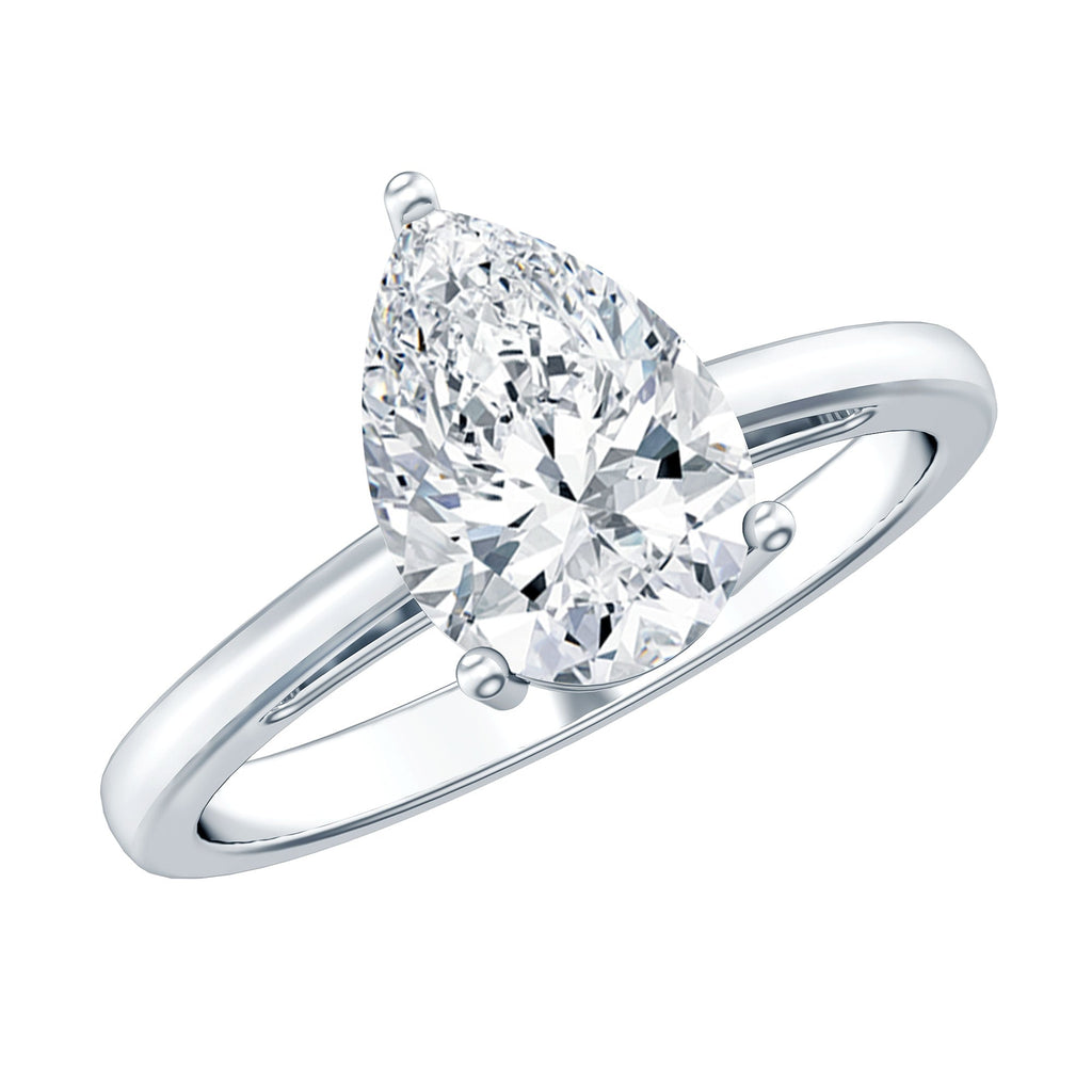 Moissanite Engagement Ring – 2 Carat Pear Shaped Solitaire With D Color Clarity