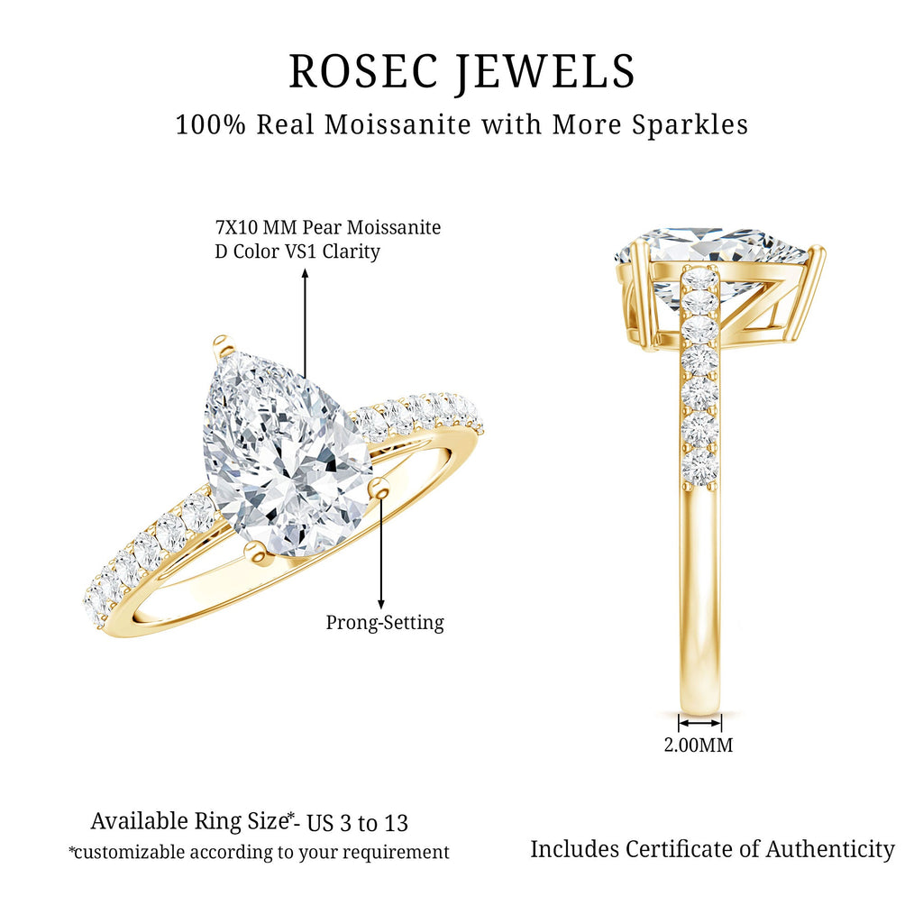 Certified Moissanite Teardrop Engagement Ring