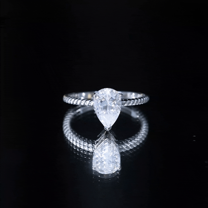 Brilliant Cut Solitaire Moissanite Pear Shaped Engagement Ring