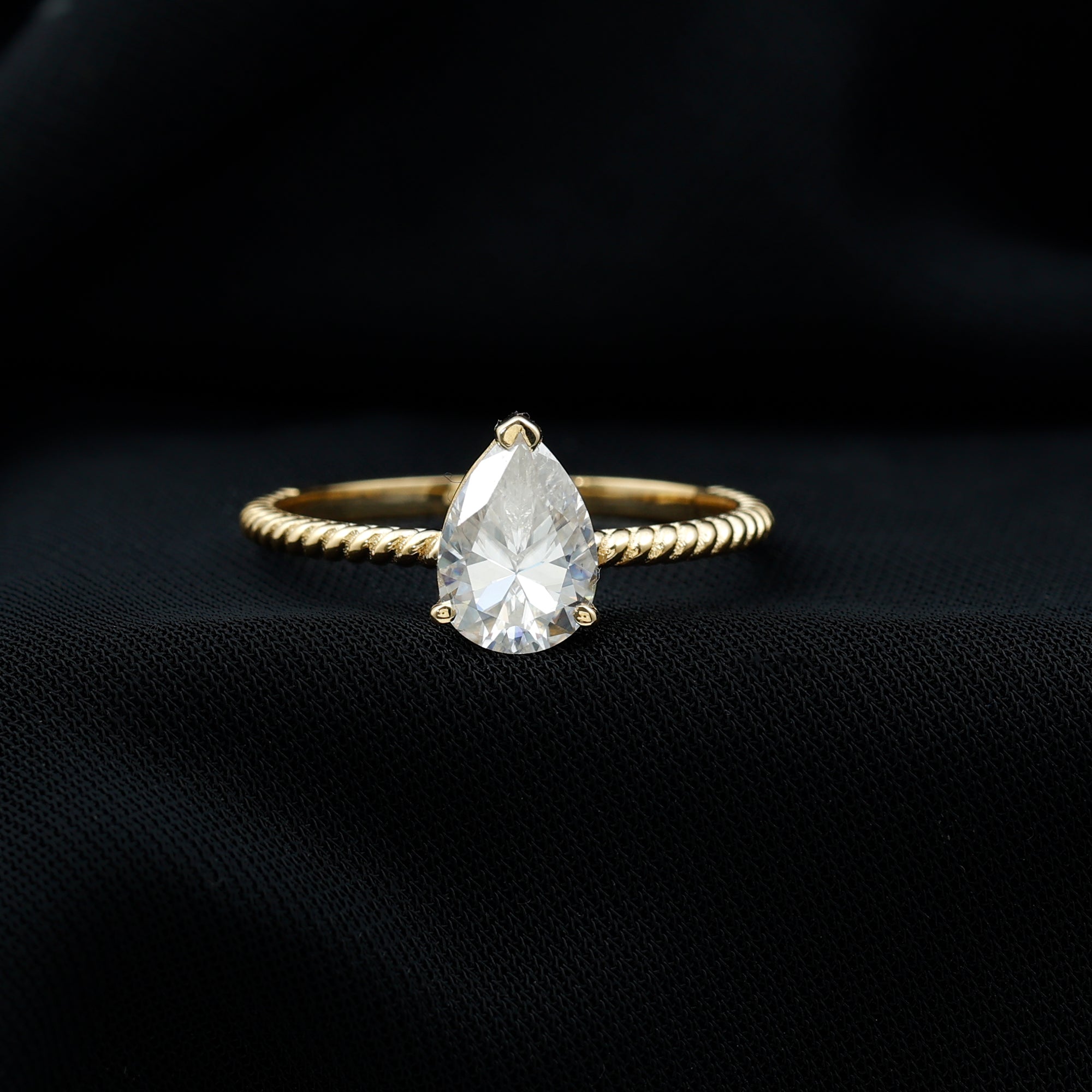 Brilliant Cut Solitaire Moissanite Pear Shaped Engagement Ring
