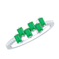 Emerald Promise Ring – Baguette Cut Ring with Diamond Side Stones, AAA Quality