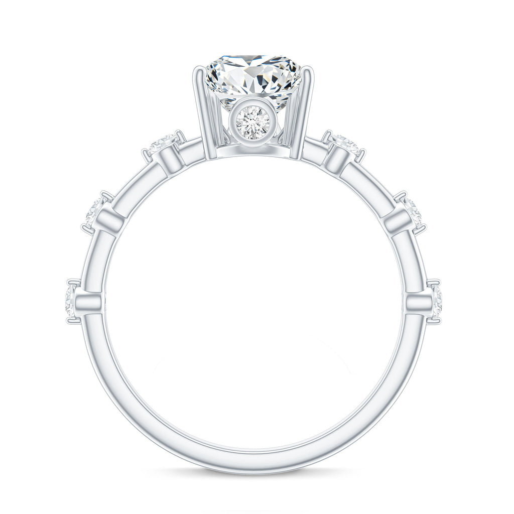 Pear Shaped Moissanite Engagement Ring with Spaced Accent