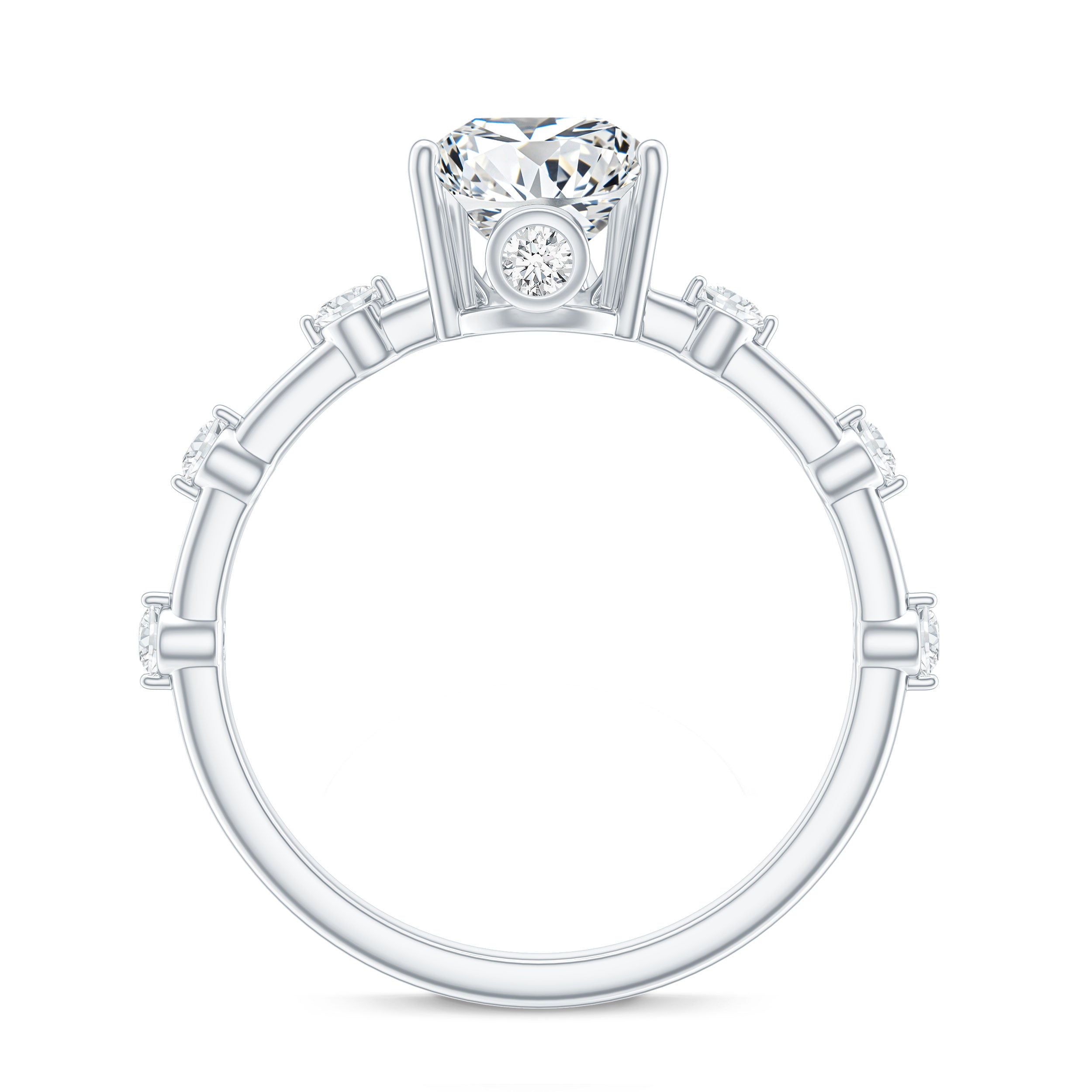 Pear Shaped Moissanite Engagement Ring with Spaced Accent