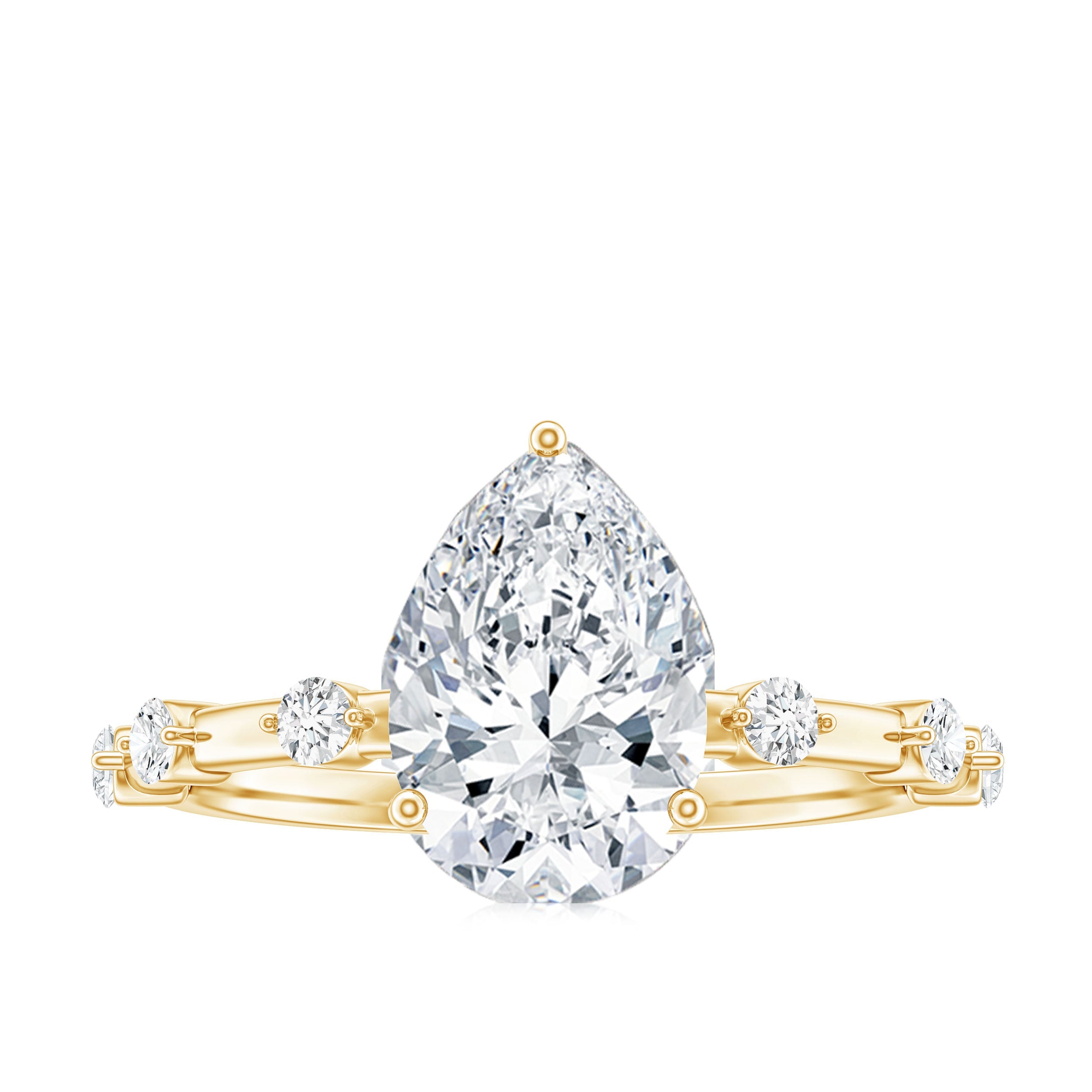 Pear Shaped Moissanite Engagement Ring with Spaced Accent