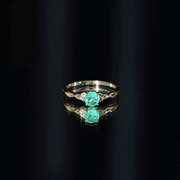 Emerald Promise Ring – Solitaire Round Cut Emerald with Celtic Band Design
