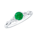 Emerald Promise Ring – Solitaire Round Cut Emerald with Celtic Band Design