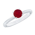 Ruby Solitaire Ring – 5 MM Round Brilliant Cut Ruby in Peg Head Setting | Anniversary Gift