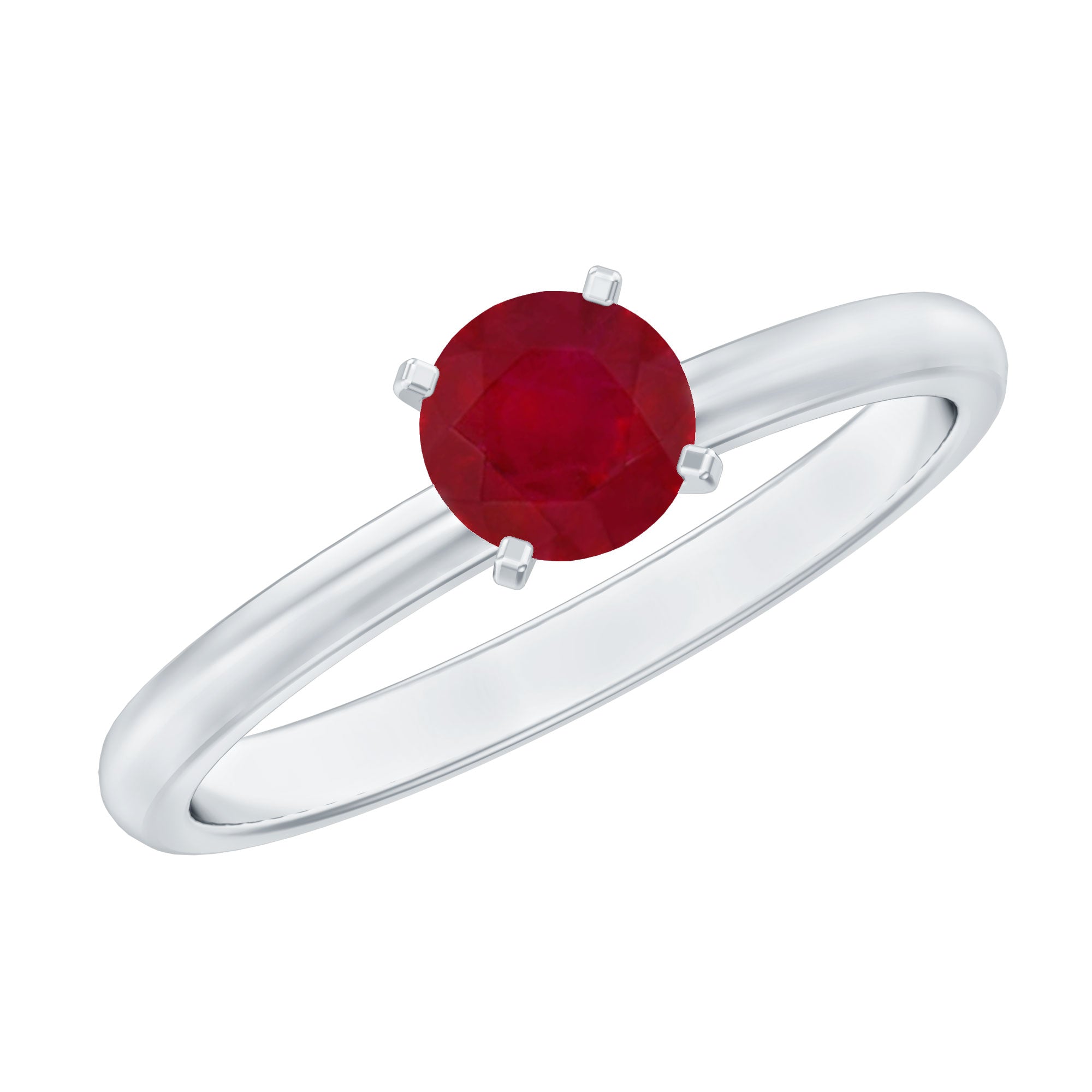 Ruby Solitaire Ring – 5 MM Round Brilliant Cut Ruby in Peg Head Setting | Anniversary Gift