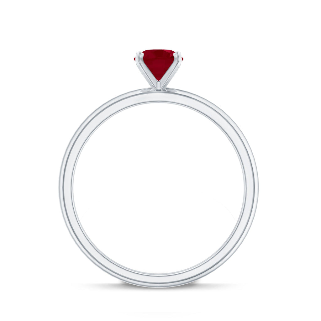 Ruby Solitaire Ring – 5 MM Round Brilliant Cut Ruby in Peg Head Setting | Anniversary Gift