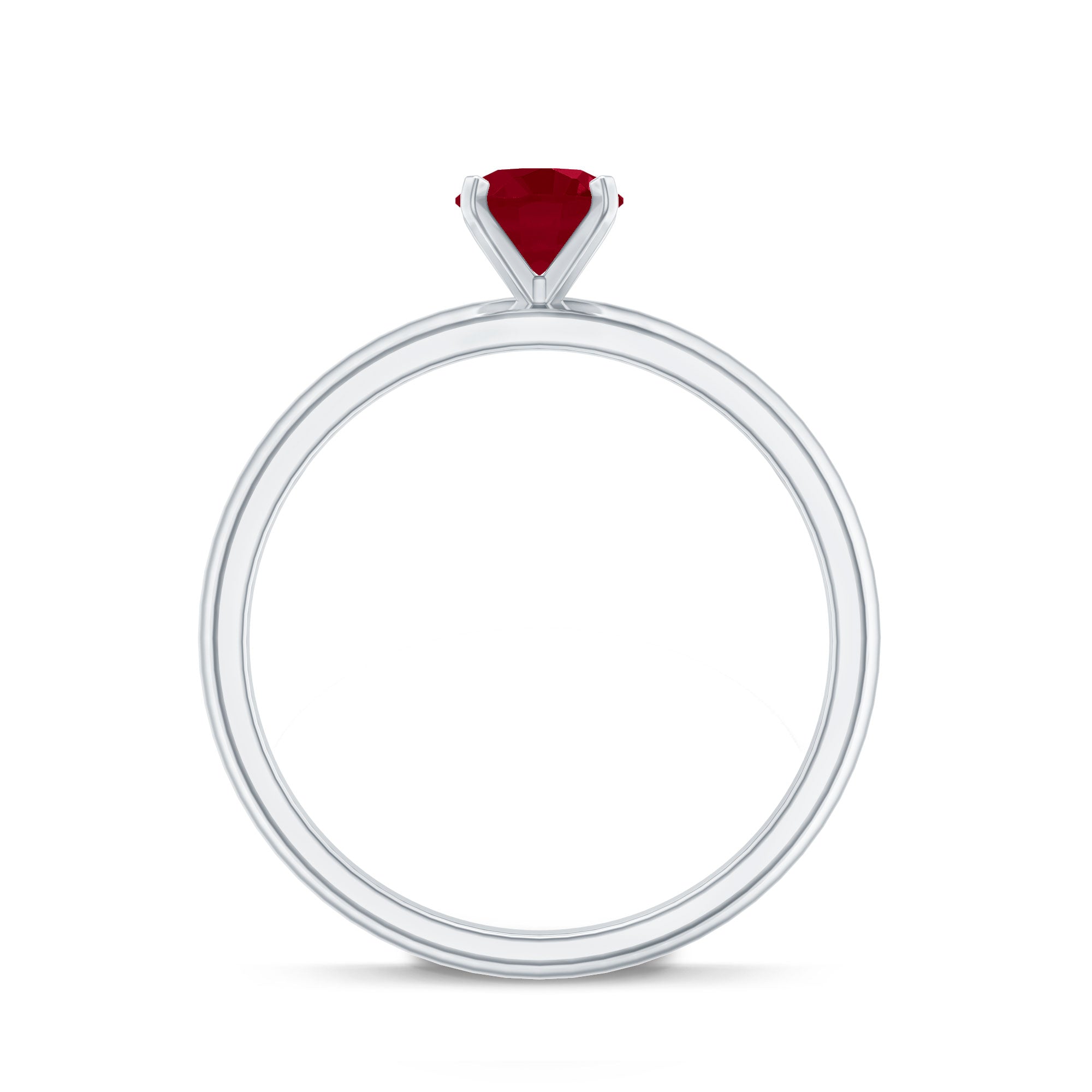 Ruby Solitaire Ring – 5 MM Round Brilliant Cut Ruby in Peg Head Setting | Anniversary Gift
