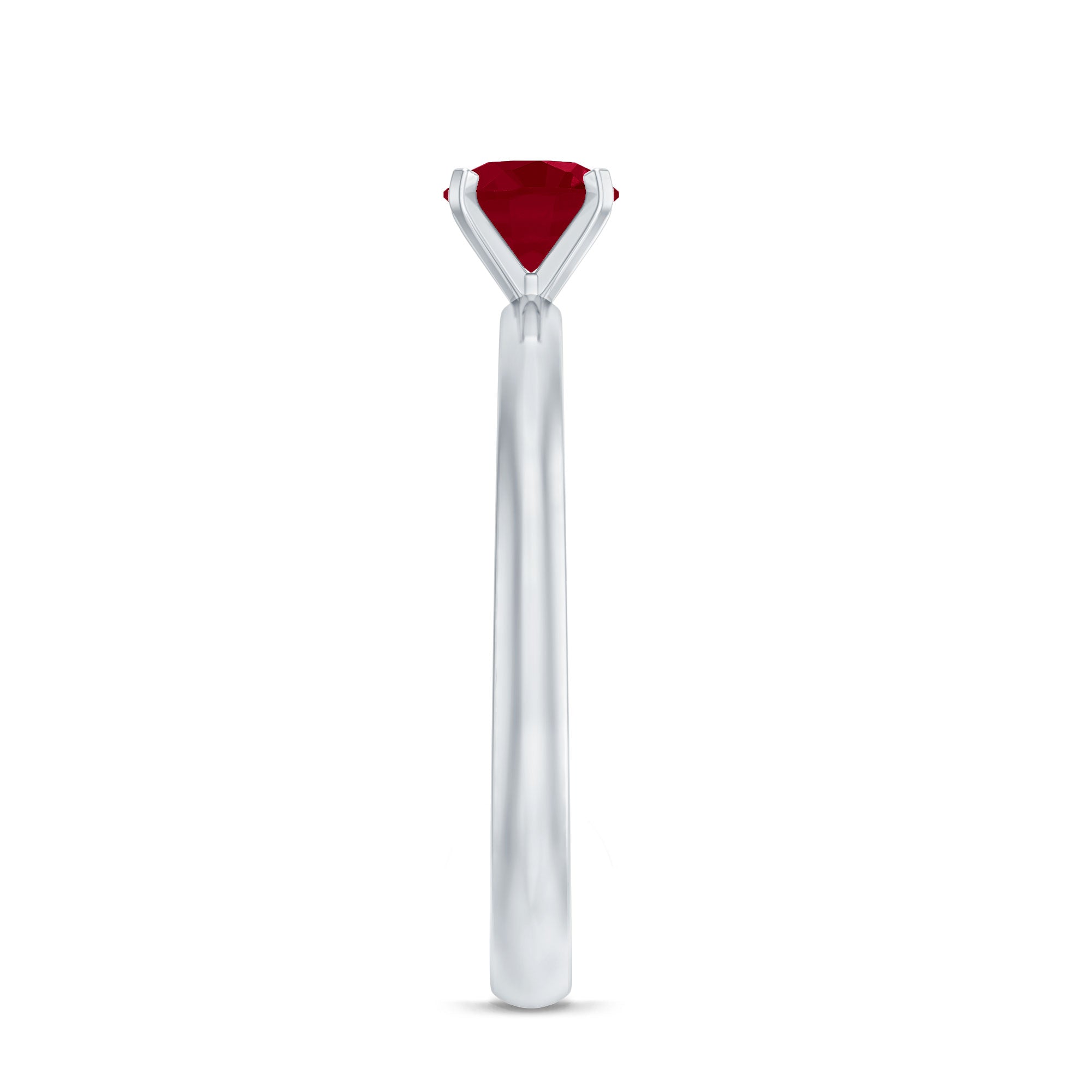 Ruby Solitaire Ring – 5 MM Round Brilliant Cut Ruby in Peg Head Setting | Anniversary Gift