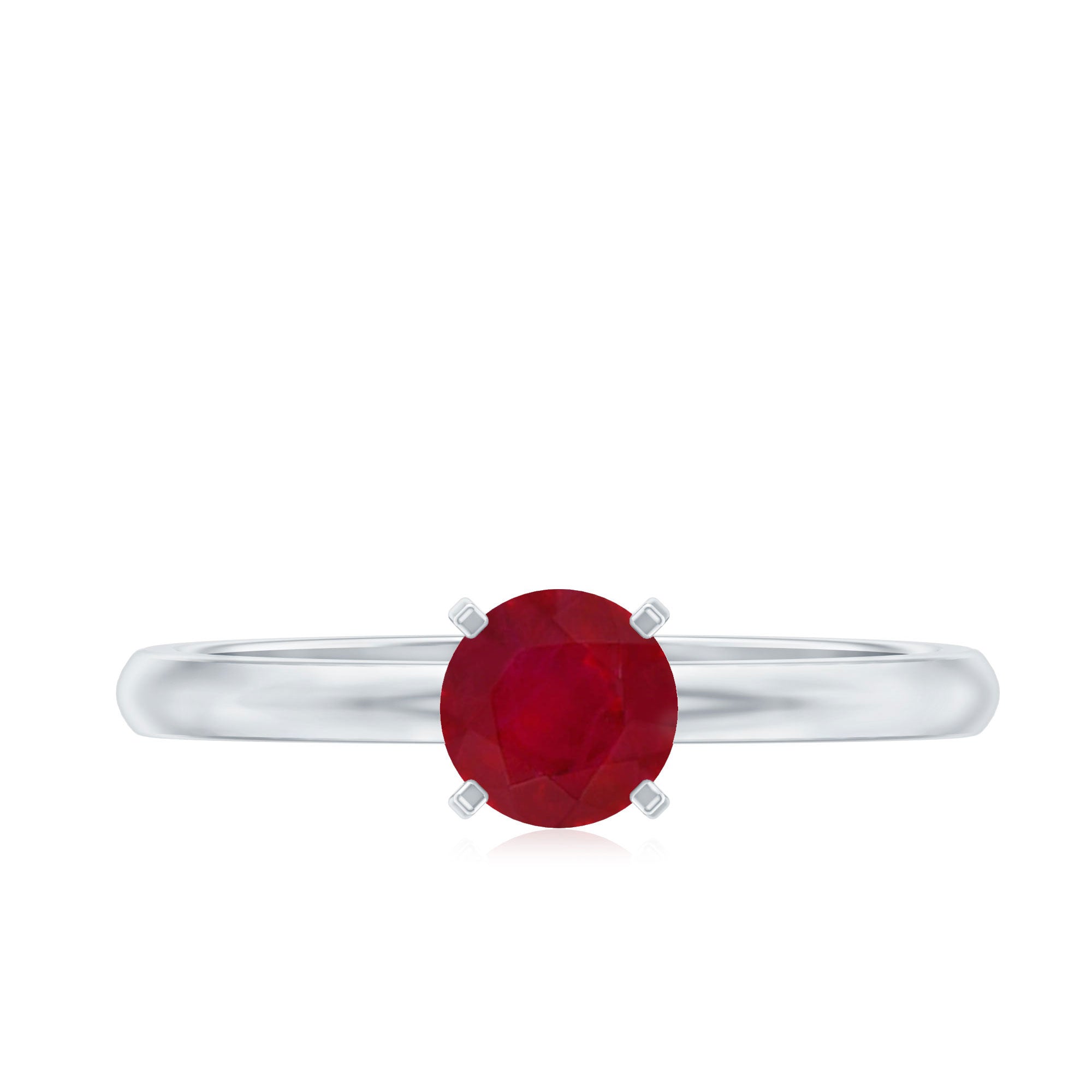 Ruby Solitaire Ring – 5 MM Round Brilliant Cut Ruby in Peg Head Setting | Anniversary Gift