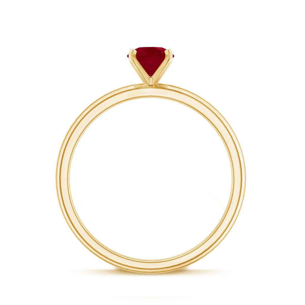 Ruby Solitaire Ring – 5 MM Round Brilliant Cut Ruby in Peg Head Setting | Anniversary Gift
