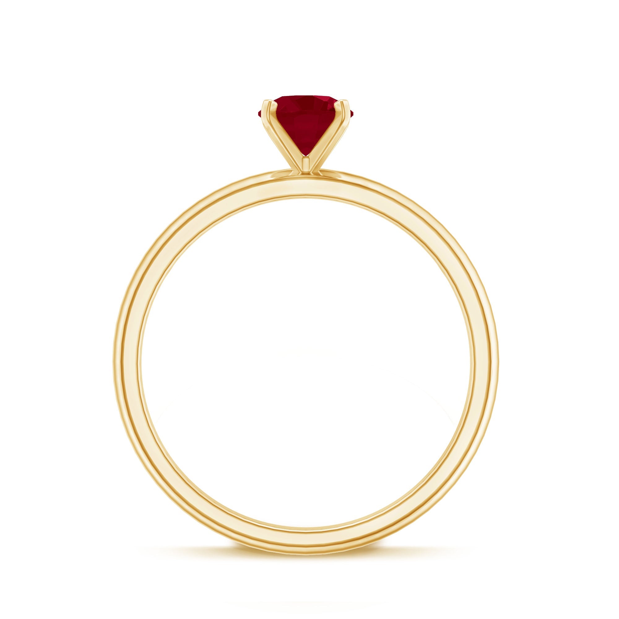 Ruby Solitaire Ring – 5 MM Round Brilliant Cut Ruby in Peg Head Setting | Anniversary Gift