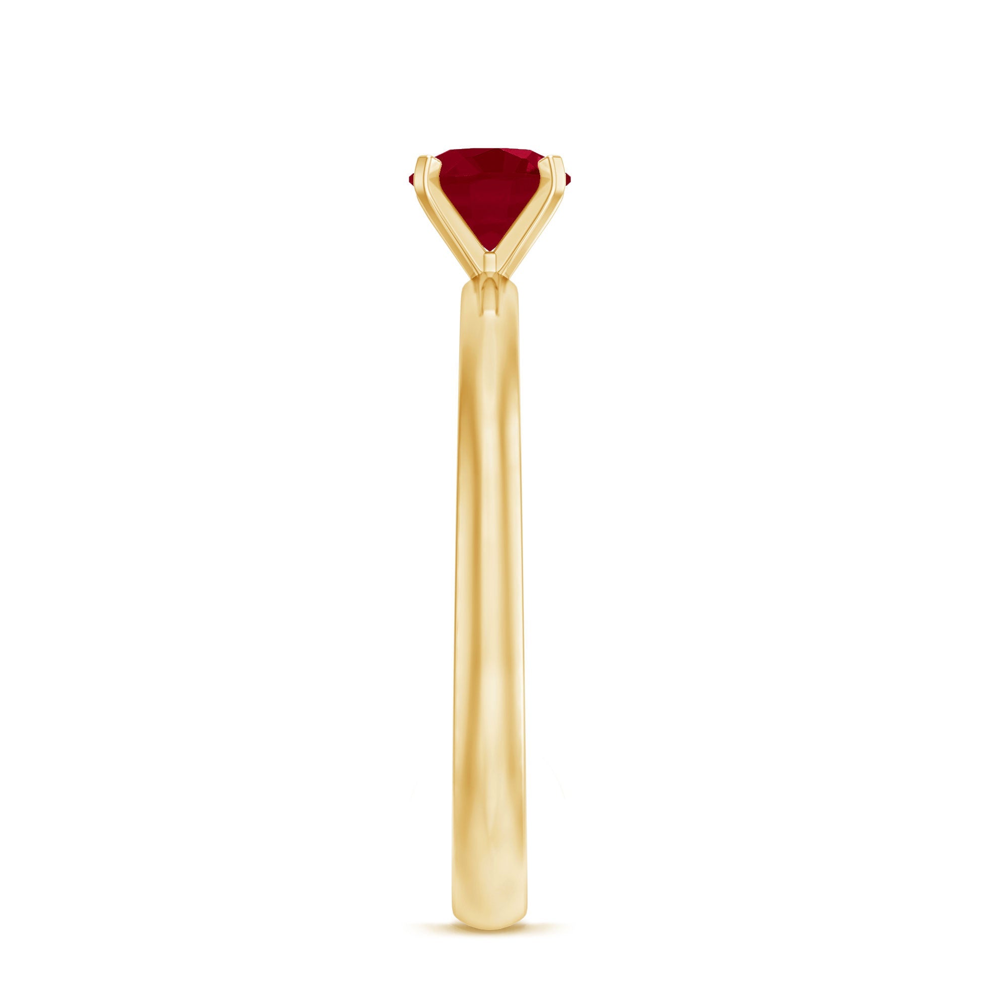 Ruby Solitaire Ring – 5 MM Round Brilliant Cut Ruby in Peg Head Setting | Anniversary Gift
