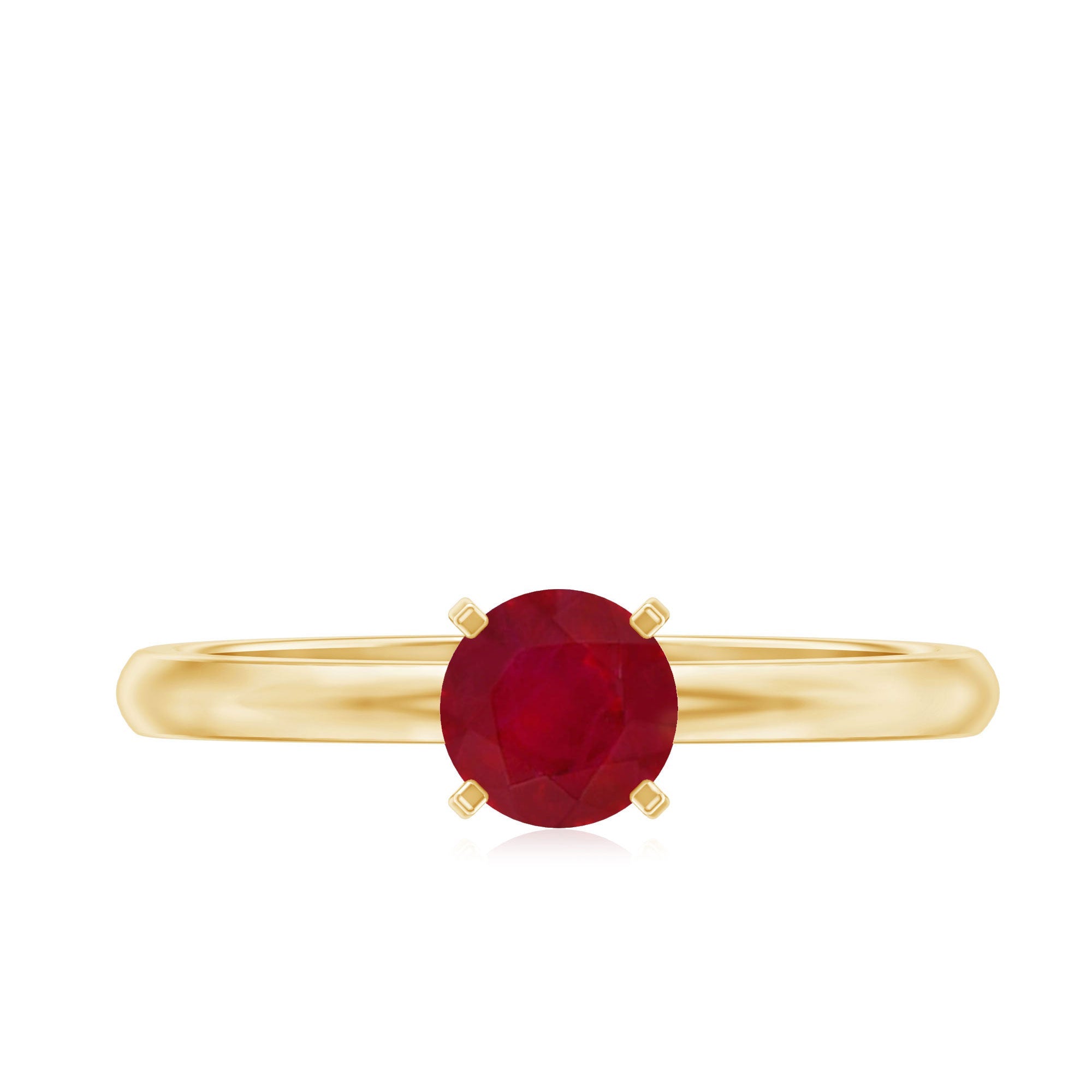 Ruby Solitaire Ring – 5 MM Round Brilliant Cut Ruby in Peg Head Setting | Anniversary Gift